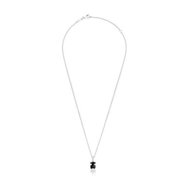 COLLAR CORTO DE PLATA Y MOTIVO OSO EN ÓNIX ICON COLOR