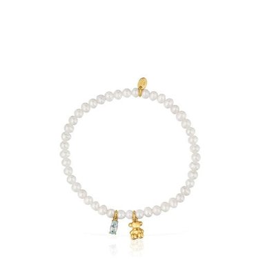 PULSERA PERLA PLATA  BAÑO TOPACIO