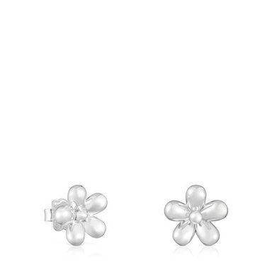PENDIENTES PLATA 1ªLEY FLOR 12MM PRESION - 4