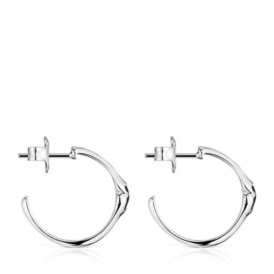 PENDIENTES DE ARO DE PLATA Y MOTIVO OSO EN ÓNIX 16,5 MM ICON COLOR