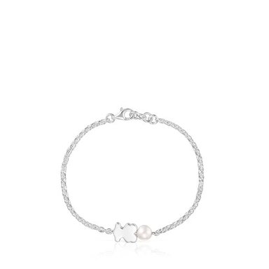 PULSERA PERLAS PLATA 1ª LEY OSO 10MM