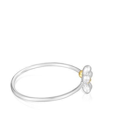 ESCLAVA PLATA 1ªLEY BAÑO FLOR 20MM BOLAS - 2