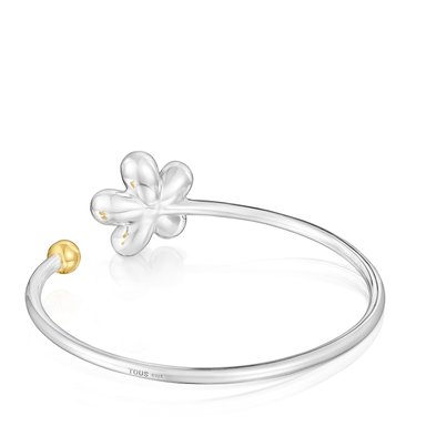 ESCLAVA PLATA 1ªLEY BAÑO FLOR 20MM BOLAS - 3