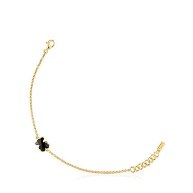 PULSERA PLATA 1ªLEY BAÑO ONIX OSO 10MM