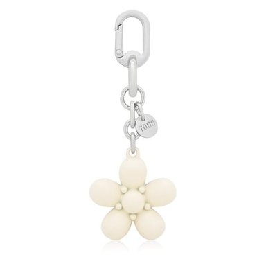 LLAVERO BEIGE PUFFED DAISY FLOWER