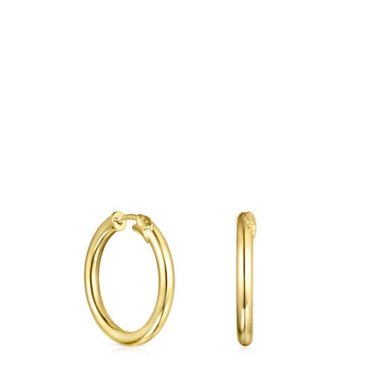 ARETES ARO PEQUEÑOS CON BAÑO DE ORO 18 KT SOBRE PLATA TOUS BASICS