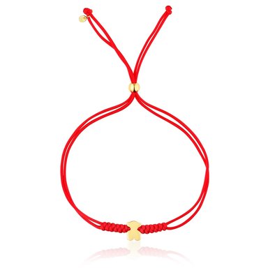 PULSERA DE ORO MOTIVO OSO Y NYLON EN COLOR ROJO SWEET DOLLS - 2