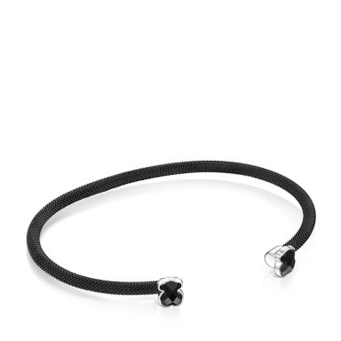 PULSERA ESTRECHA DE ACERO IP NEGRO Y ÓNIX MESH COLOR