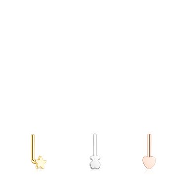 PACK DE PIERCINGS DE NARIZ TOUS BASICS DE ACERO TRICOLOR