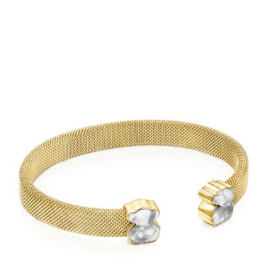 PULSERA DE ACERO IP DORADO Y HOWLITA MESH COLOR
