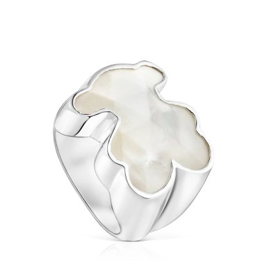ANILLO DE PLATA 1LEY OSO NACAR 22MM
