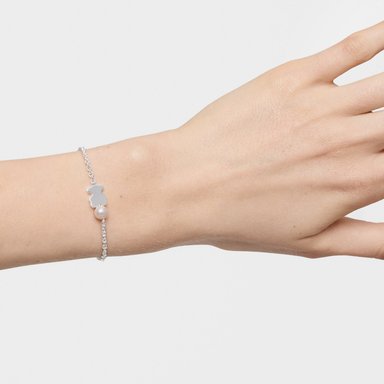 PULSERA TOUS PLATA 1ªLEY PERLA OSO 10MM - 5