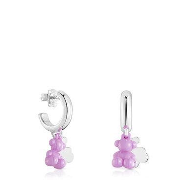 ARETE CRIOLLAS PLATA 1ªLEY CERAMICA LILA 30MM