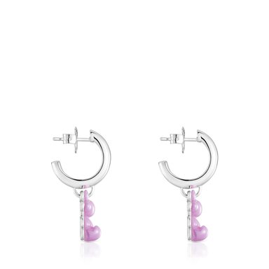 ARETE CRIOLLAS PLATA 1ªLEY CERAMICA LILA 30MM - 2