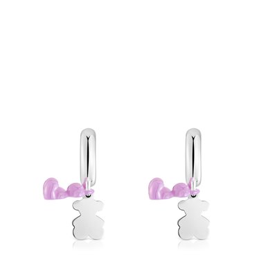 ARETE CRIOLLAS PLATA 1ªLEY CERAMICA LILA 30MM - 4