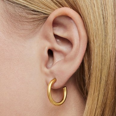 ARETE CRIOLLA PLATA 1ªLEY BAÑO ORO LISA 20MM - 5