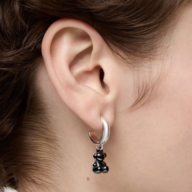 ARETE CRIOLLAS PLATA 1ªLEY CERAMICA NEGRA 30MM - 7