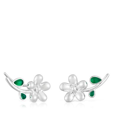 ARETE PENDIENTES PLATA 1ªLEY FLOR CALCEDONIA