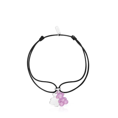 PULSERA PLATA CERAMICA LILA CORDON PL - 2