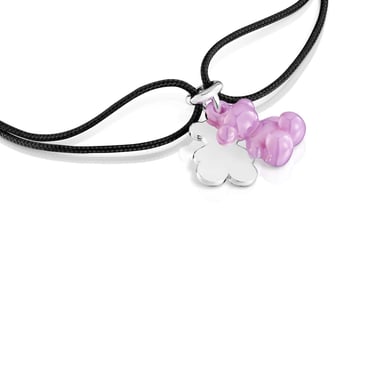 PULSERA PLATA CERAMICA LILA CORDON PL - 3