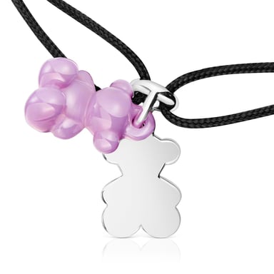 PULSERA PLATA CERAMICA LILA CORDON PL - 4