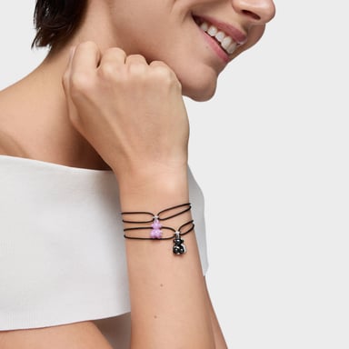 PULSERA PLATA CERAMICA LILA CORDON PL - 6