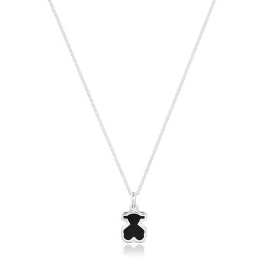 GARGANTILLA PLATA OSO METACRILATO NEGRO GALAXY