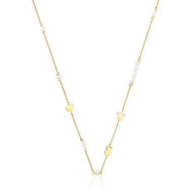 COLLAR GARGANTILLA ORO 1ªLEY 3 MOTIVOS PERLA