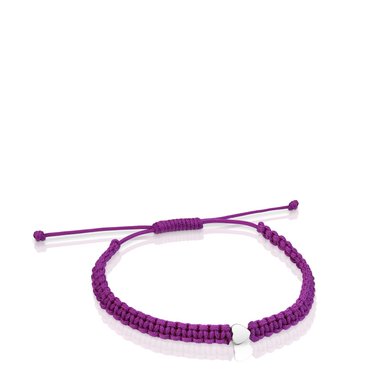 PULSERA CORDON LILA PLATA FLOR TOUS MOTIVOS