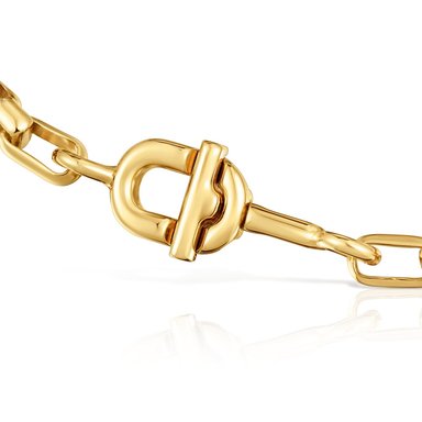 PULSERA PLATA 1ªLEY BAÑO ORO 17,5CM - 2