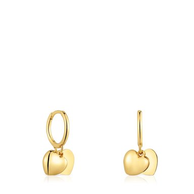 ARETES DE ORO 14K DOBLE CORAZON 7MM