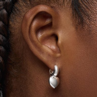 ARETES FLECHAZO DE PLATA 20MM CORAZON - 6