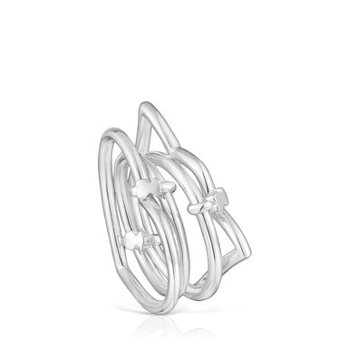 ANILLO STRAIGHT DE PLATA CUADRUPLE CORAZON