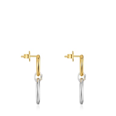 ARETES DE ARO TOUS STRAIGHT 1ERA LEY BICOLOR - 2