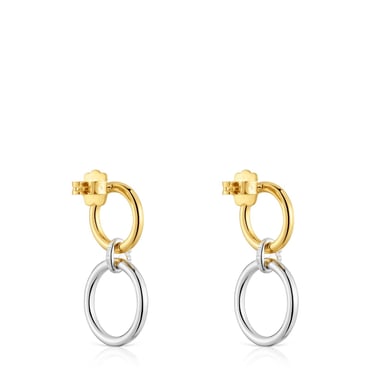 ARETES DE ARO TOUS STRAIGHT 1ERA LEY BICOLOR - 3