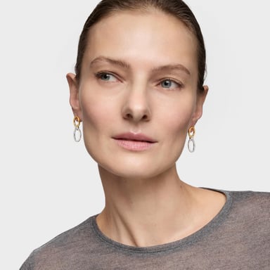 ARETES DE ARO TOUS STRAIGHT 1ERA LEY BICOLOR - 4