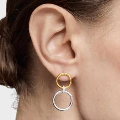 ARETES DE ARO TOUS STRAIGHT 1ERA LEY BICOLOR - 6