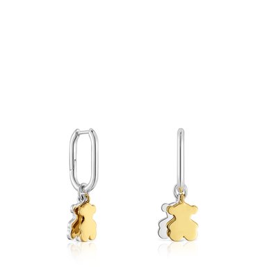 ARETES PEQUEÑOS DE OSO PLATA BAÑO ORO