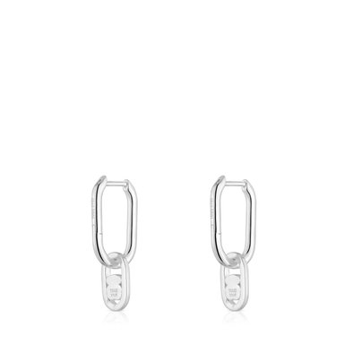 ARETES DE PLATA 25MM OSO GEMA ROSA - 3