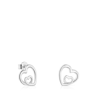 ARETES FLECHAZO SILUETA DE PLATA CORAZON