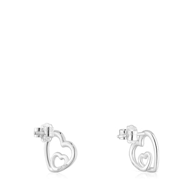 ARETES FLECHAZO SILUETA DE PLATA CORAZON - 3