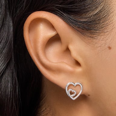 ARETES FLECHAZO SILUETA DE PLATA CORAZON - 6
