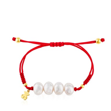 PULSERA NUDOS PLATA BAÑO ORO PERLA - 3