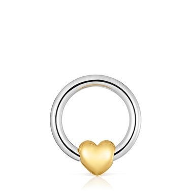 DIJE COLGANTE PLATA BAÑO CORAZON BICOLOR