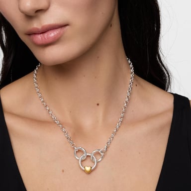 DIJE COLGANTE PLATA BAÑO CORAZON BICOLOR - 5