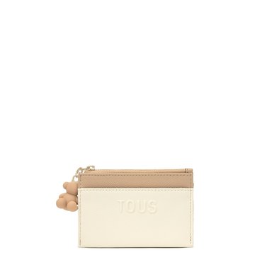 MONEDERO TARJETERO AUDREE SAFFIANO BEIGE