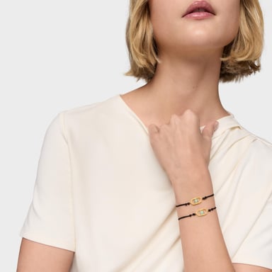 PULSERA POLIESTER CAMILLE PLATA BAÑO GEMA - 5