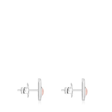 ARETES DE PLATA CAMILLE 11MM GEMA ROSA - 2