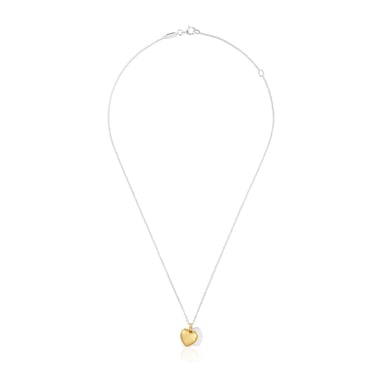 COLLAR FLECHAZO PLATA DOBLE CORAZON BICOLOR - 2