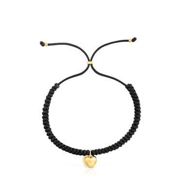 PULSERA POLIESTER DOBLE CORAZON ORO - 2